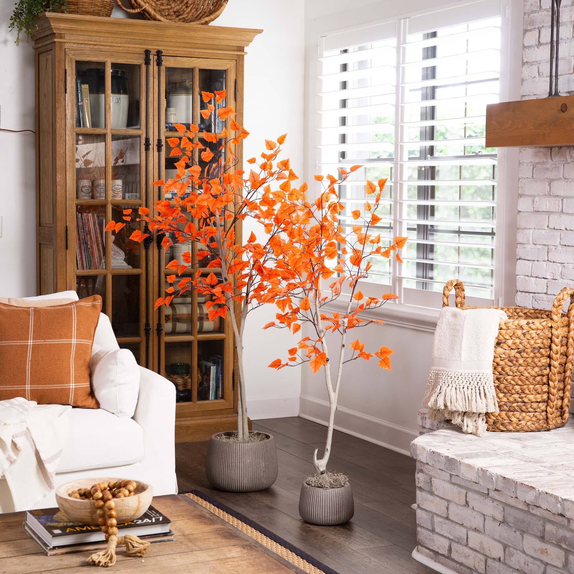 5ft. Autumn Paper Birch Artificial Fall Tree